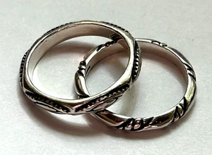 Paar Silpada Sterling Silber 925 bedruckte Ringe Bänder Gr. 6 - Bild 1 von 5