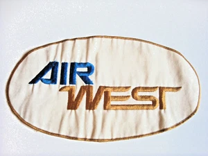 PARCHE AIR WEST AIRLINES TELA GRANDE OVALADA ORIGINAL VINTAGE - Imagen 1 de 3