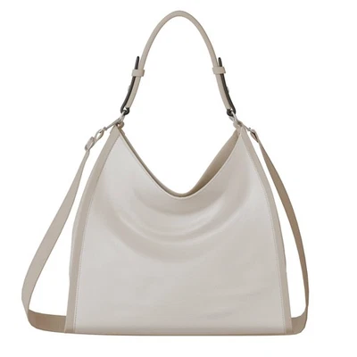 Bolsa de ombro feminina bolsa de compras de mão couro vegano real 30624 bege/taupe - Imagem 1 de 4