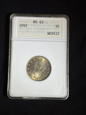 1892 P Liberty V Nickel MS 63 - ANA PNG (NGC) - Image 1 of 4