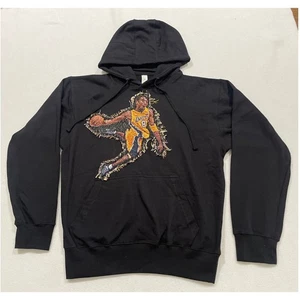 Sudadera con Capucha Kobe Bryant Lakers Costura Artística a Mano Mediana Negra Nueva Sin Etiquetas - Imagen 1 de 8