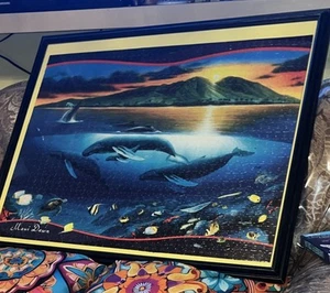 Von Wyland individuell gerahmt "Maui Dawn" Wale hawaiianischer Künstler Puzzle Kunst - Bild 1 von 6