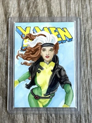2024 MARVEL HOBBY HOLODECK SUPERHERO ROGUE X-MEN SKETCH ARTIST NORA AUTO 1/1 - Image 1 of 2