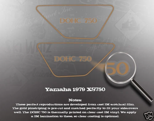 YAMAHA 1979 XS750 SIDE COVER DECAL GRAPHIC SET LIKE NOS - Imagem 1 de 1