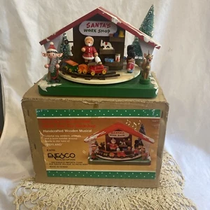 VTG 1982 Enesco Busy Busy Santa Claus North Pole Toy Animated Music Box RARE - Picture 1 of 24
