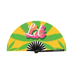 LIT UV Glow Fan bamboo clack fan by FabulousMe® for parties and circuit - Picture 1 of 2