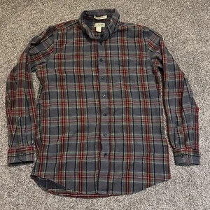 LL Bean Men’s M Tall Slightly Fitted Red Gray Plaid Lightweight Flannel Shirt - Picture 1 of 6