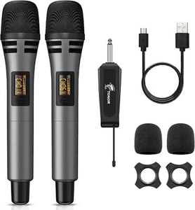 TONOR Wireless Microphone, UHF Cordless Handheld Dynamic Karaoke Singing TW320 - Picture 1 of 18
