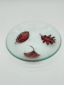 Jones Glassworks Seattle Blätter Blatt verschmolzen Kunstglas 10" Runde Servierschale Schale - Bild 1 von 10