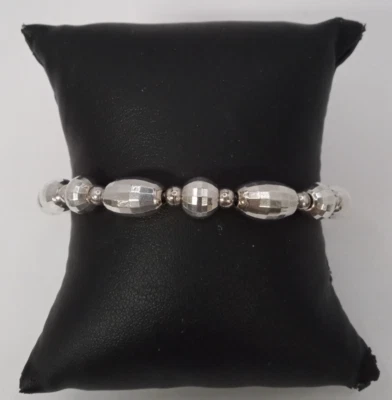 (MA2) Milor Italy 925 Sterling Silver 18.0g Beaded 7.7mm Bracelet - Size 8" - Image 1 of 4