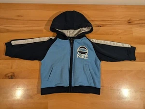 NIKE Full Zip Up Blue Hooded Sweatshirt Hoodie Kid's Size 12 Mos. - Picture 1 of 5