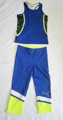 PUMA Niñas Conjunto Activo 2 Piezas Leggings Recortados y Camiseta Activa en Azul Real Talla XL Foto 1 de 4