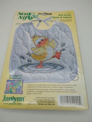 Janlynn Stamped Bib Cross Stitch Kit 9.5"X11"-Just Ducky #54-90 2001 New Sealed - Image 1 of 3