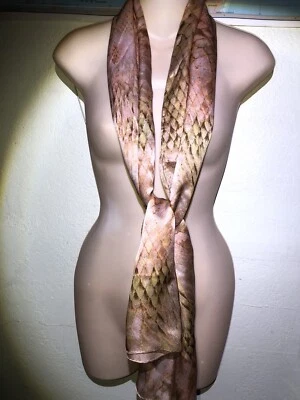 ECHO 100% Silk Scarf Pink Snake Print EUC  - Image 1 of 4