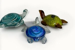 JUMBO Hand Blown Glass Murano Italy Turtle Blue Green Teal 9”HEAVY Price Per1 - Picture 1 of 18