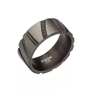 EDELSTAHLPISTOLE METALL KUBISCH ZIRKONIA NUT LINE EDELSTAHL RING GRÖSSE 13 FR12655 - Bild 1 von 5