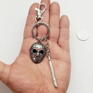 Friday the 13th metal keychain Jason Voorhees mask + machete - horror movie gift - Picture 1 of 7