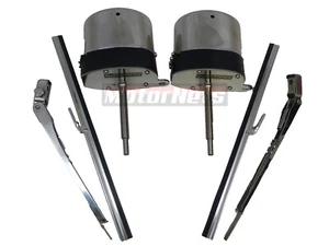 2x Limpiaparabrisas Inoxidable 12V Motor Escobillas Chevy Ford Mopar Jeep GM Barco ATV - Imagen 1 de 3