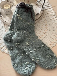 1 Paar Wollsocken handgestrickt Sockenwolle Gr.39/40 Socken Strümpfe - Bild 1 von 3