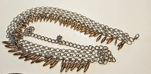 Vintage 70's Metal Belt rings with Brass Dangling Spires 44" - Picture 1 of 1