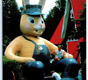 PRINTED WEST GERMANY Giant Bunny And Kids Santa's Village NH Vintage Postcard - Picture 1 of 5