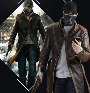 Watch Dogs Aiden Pearce Cosplay Costume PU Leather Jackets Cap Scarf Sweater Set - Picture 1 of 12