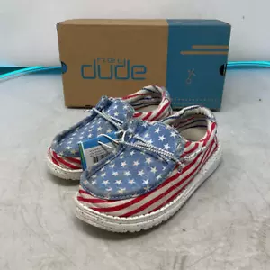 Hey Dude Youth Unisex Wally Americana Patriotic Flag Stars Stripes Shoes Sz Y10 - Picture 1 of 9