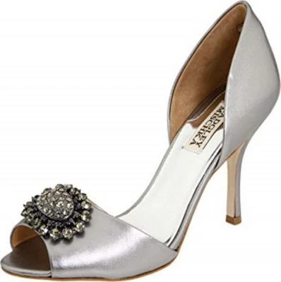 Badgley Mischka Lacie D'ORSAY PUMP, Pewter metallic, 6.5 NIB Bridal Evening $215 - Image 1 of 3