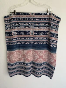 NWT 3X Ralph Lauren Geo-Motif Linen Blend Skirt Southwestern Blue Pink Stripe - Picture 1 of 7