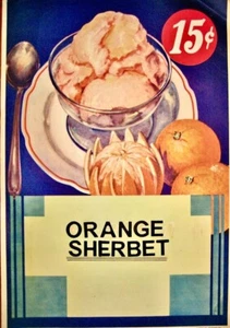 VINTAGE ORIGINAL 1937 LITHOGRAPHIERTES EISDIELE POSTER - Bild 1 von 1