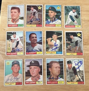 Lote de 12 tarjetas de béisbol Topps 1961 firmadas con autógrafo diferentes auténticas de colección - Imagen 1 de 20
