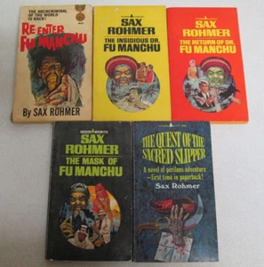 Lot 5 Vintage Sax Rohmer Paperbacks - Fu Manchu Series: Insdious, Return Mask - Picture 1 of 2