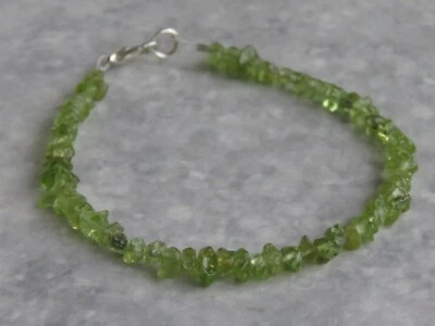 Semi Precious Stone Peridot Bracelet  7½"   (bz2) - Image 1 of 4
