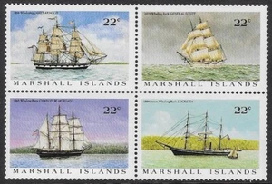 Marshall Islands 1987 U.S. Whaling Ships se-tenant block, Sc#135a -cw71.29 - Picture 1 of 1