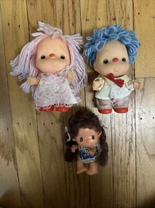 Vintage 80er J Shin Ice Cream Face Puppe blau rosa Garn Haare bequem Kind Clown Junge Mädchen - Bild 1 von 14