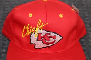 Vintage Kansas City Chiefs Hat Cap AJD Snap Back Logo Script Red Gold White NFL - Picture 1 of 9