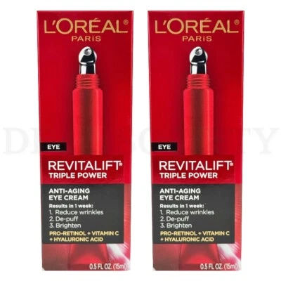 L'Oreal Eye Revitalift Triple Power Anti-Aging Cream 0.5oz Lot of 2 - Image 1 of 4