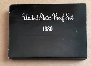 1980 US Proof Set 6 Coin Clad Black Box - Picture 1 of 4