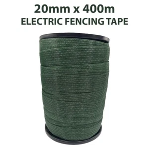 ELECTRIC FENCE TAPE 20mm x 400 Metre Roll Green Poly Fencing Horse Paddock - Picture 1 of 2