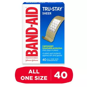 Band-Aid Tru-Stay Sheer Adhesive Bandages Lightweight Protection 40 Ct 12 Pack - Picture 1 of 6