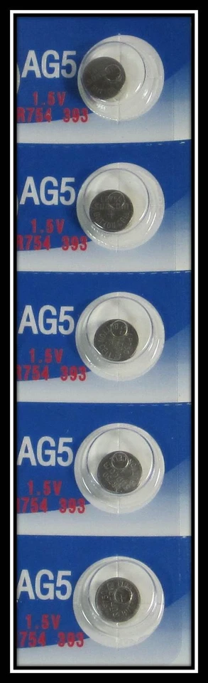 5 pilas alcalinas para reloj AG5 LR754 393 SR48 1,5 voltios envío desde EE. UU. Foto 1 de 1
