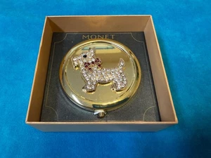 NUEVO ~ MONET Dorado y Estrás SCOTTISH TERRIER SCOTTIE Espejo Compacto Nuevo en Caja - Imagen 1 de 3