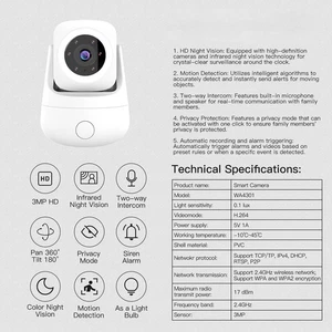 Smart Home Camera For Tuya 3MP WiFi with Two Way Audio and For Night Vision - Picture 1 of 12