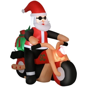 6FT Inflatable Santa Claus on Motorcycle Christmas Yard Decoration w/ LED Lights - Picture 1 of 12
