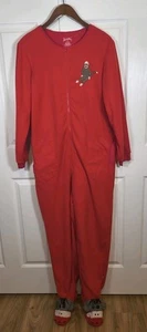 Nick & Nora One Piece Zip Red Sock Monkey Footie Size XL Sleepwear Loungewear - Picture 1 of 6