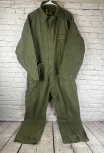 Vintage US Army Coverall Mens Large Isratex Green Cotton Type 1 Sateen 1980s - Picture 1 of 8