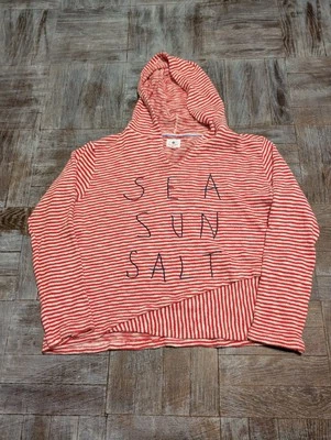 suéter com capuz feminino sundry tamanho 2 listrado sol marinho sal bordado costeiro  - Imagem 1 de 4