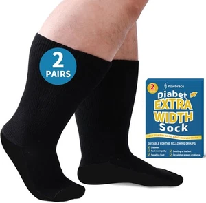 Powbrace 2 Paar breite Diabetikersocken für Herren Damen Übergröße Lymphödemsocken S... - Bild 1 von 6