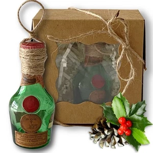 Benediktiner D.O.M. Likör Kunsthandwerk Vintage Miniatur Glasflasche Ornament - Bild 1 von 7