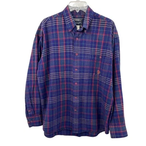 Twenty X Wrangler Mens Flannel Shirt Plaid Button Up Long Sleeve Western VTG L - Picture 1 of 8
